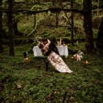 Couple getting married in the scottish highlands in the woodlands